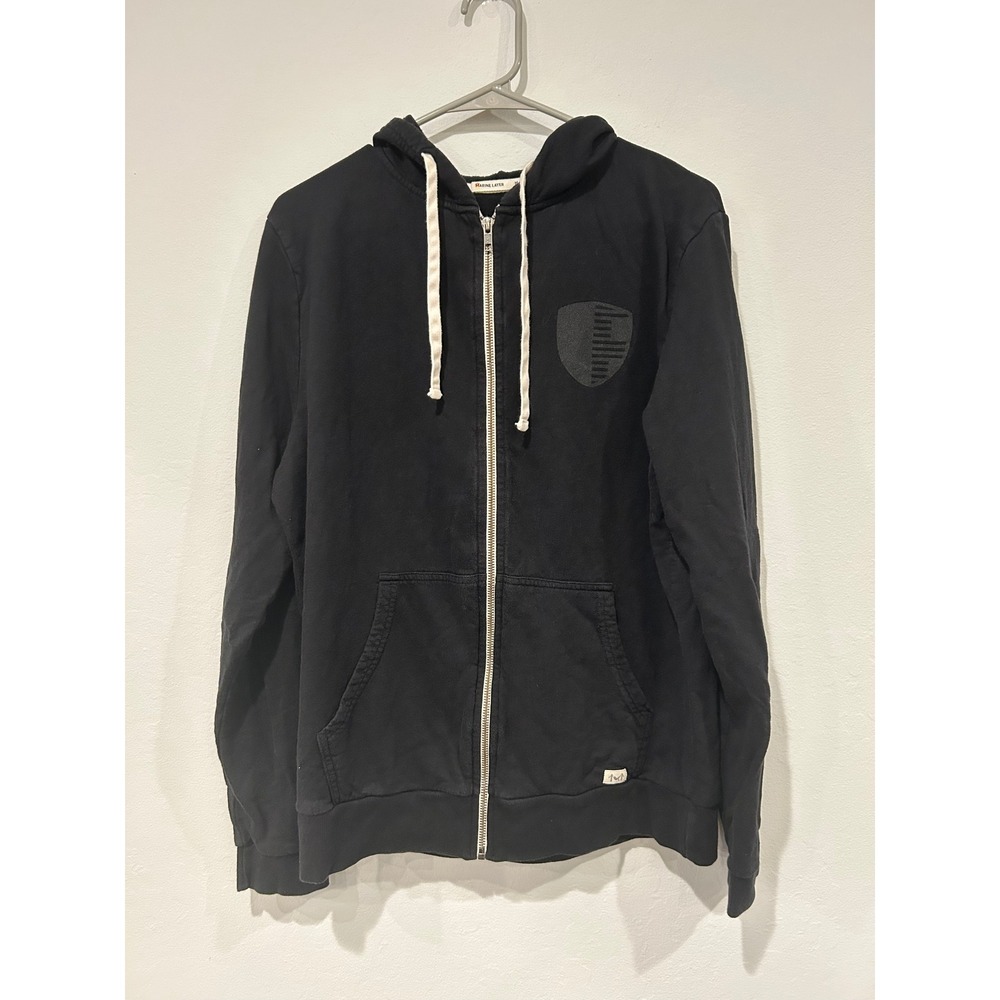 Marine Layer Black Full Zip Hoodie Shield Logo Casual Comfort Size M